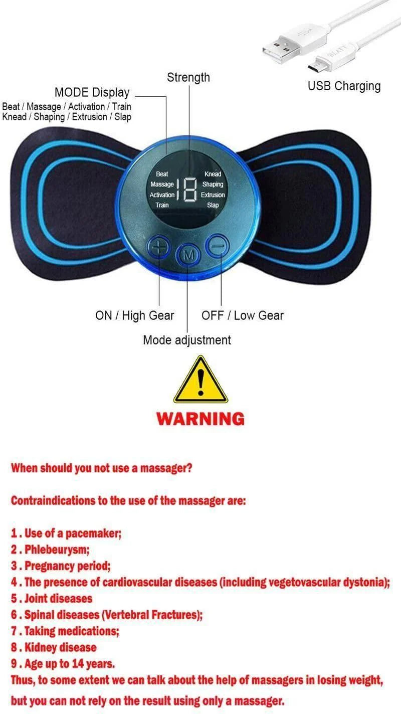 Wireless Portable Neck Massager with 8 Modes Massage Machine for Shoulder,Arms,Legs,Back Pain for Men and Women