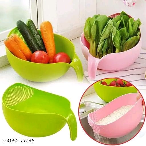 Multi-Purpose Strainer or Washer Bowl pack of 2 for Rice Fruits & Vegetable Rice Bowl , Rice Strainer , Kitchen Tools ,