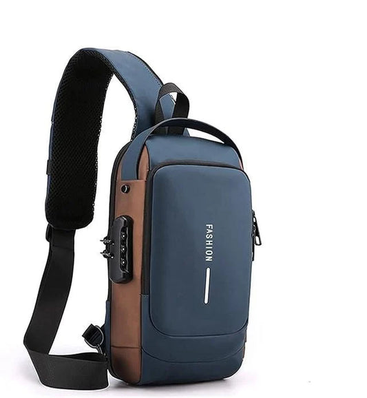Waterproof Polyester Unisex Crossbody Sling Bag - Anti Theft Chest Backpack for Men & Women - Chest Bag With USB Charging Port - Shoulder Travel Bagpack for Outdoor Work, Hiking