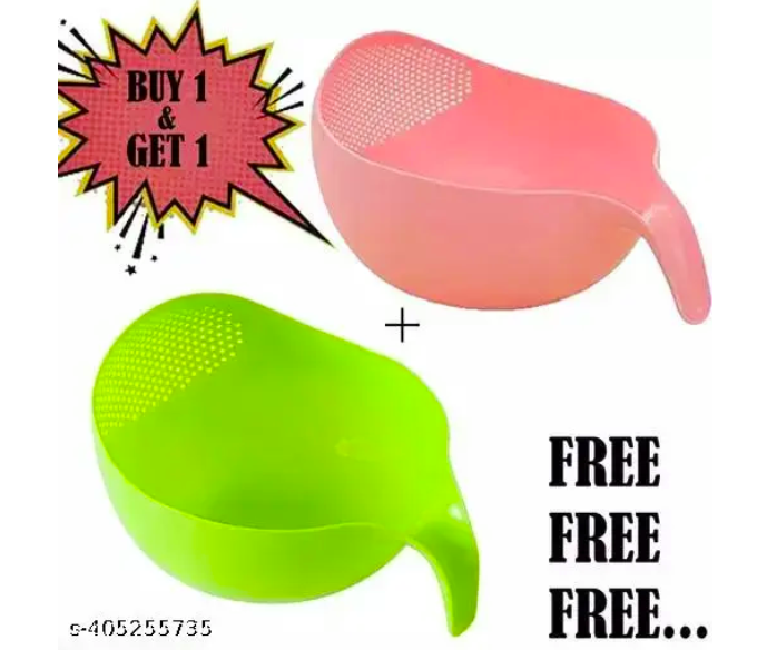 Multi-Purpose Strainer or Washer Bowl pack of 2 for Rice Fruits & Vegetable Rice Bowl , Rice Strainer , Kitchen Tools ,